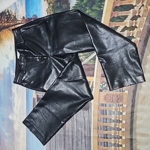 Babaton Black Faux Leather Pants Size 2